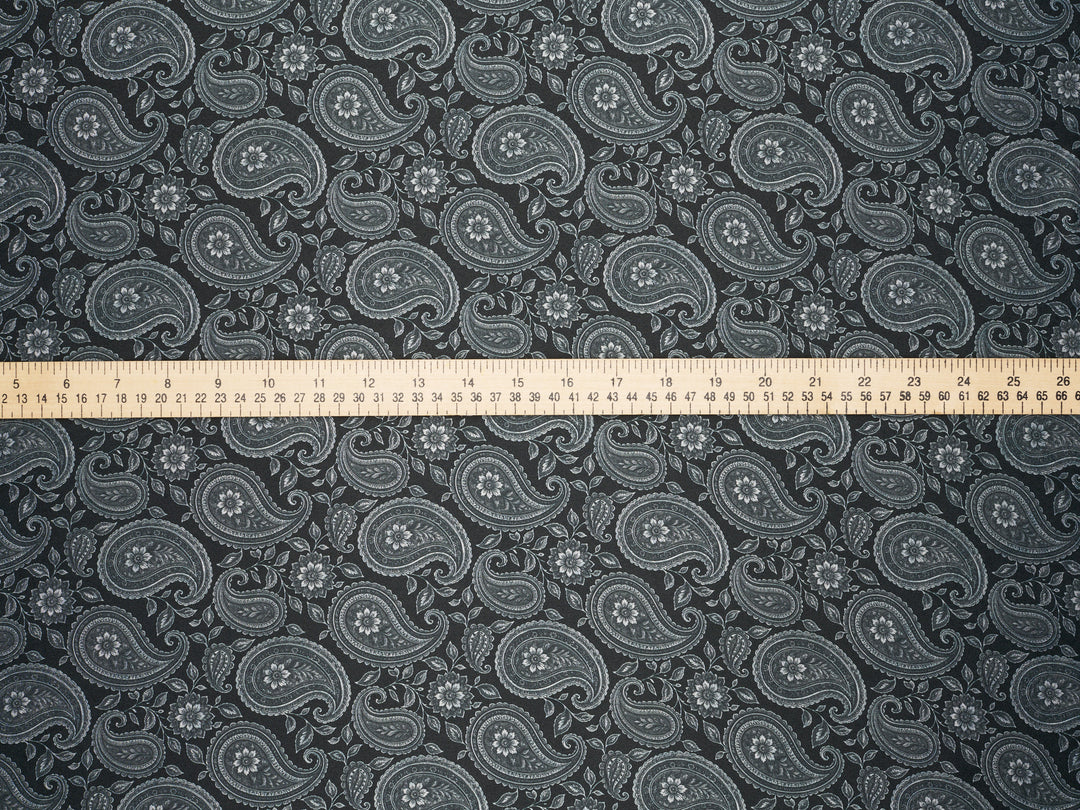 Black and White   Paisley   - Silky Satin Charmeuse print - fabric by the yard -