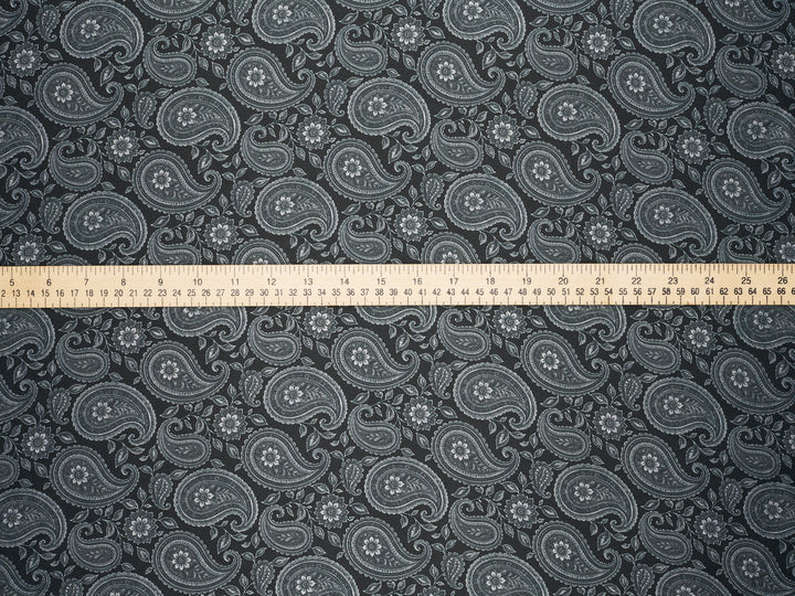 Black and White   Paisley   - Silky Satin Charmeuse print - fabric by the yard -