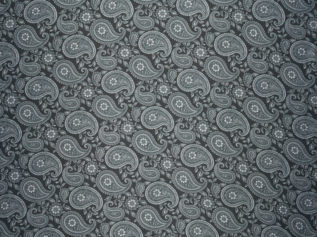 Black and White   Paisley   - Silky Satin Charmeuse print - fabric by the yard -
