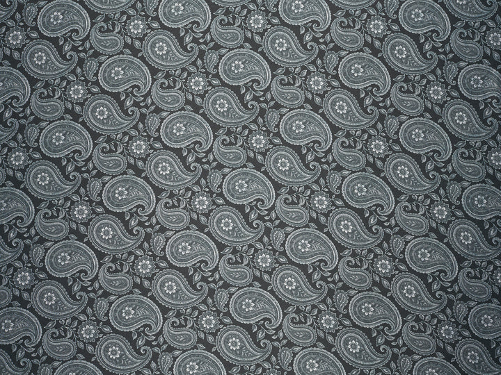 Black and White   Paisley   - Silky Satin Charmeuse print - fabric by the yard -