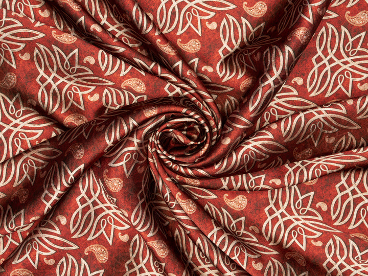 Leather Boot Stitching   - Silky Satin Charmeuse print - fabric by the yard -