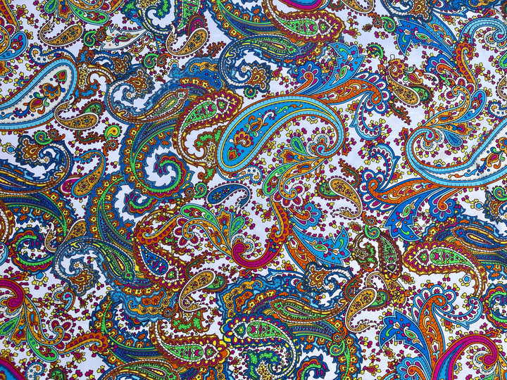Colorful paisley  pattern - georgette  fabric by the yard -