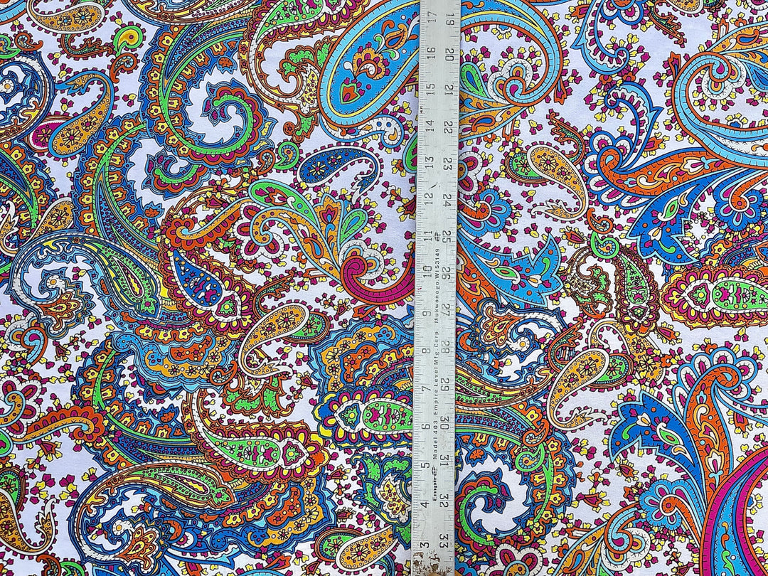 Colorful paisley  pattern - georgette  fabric by the yard -