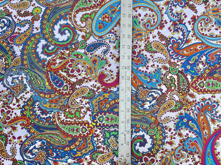 Colorful paisley  pattern - georgette  fabric by the yard -