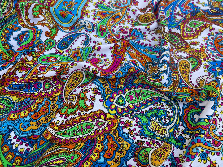 Colorful paisley  pattern - georgette  fabric by the yard -