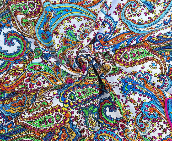 Colorful paisley  pattern - georgette  fabric by the yard -