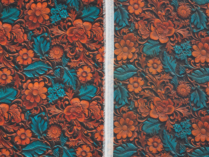 Charmeuse Satin  fabric by the yard -    Tooled floral