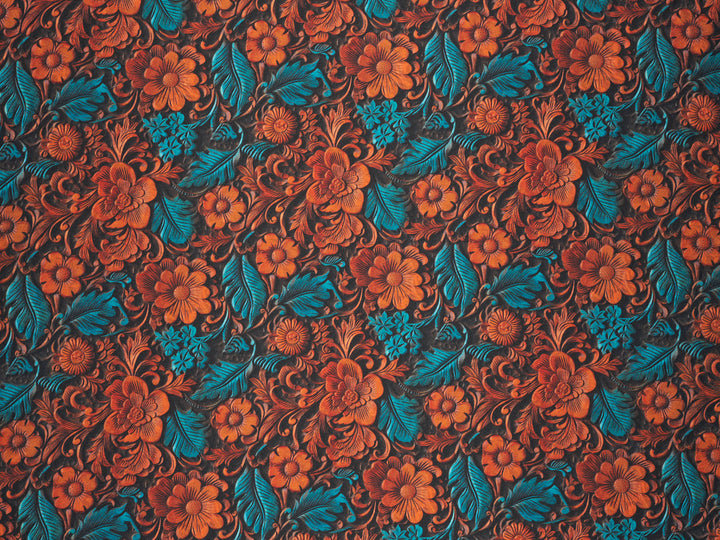 Charmeuse Satin  fabric by the yard -    Tooled floral