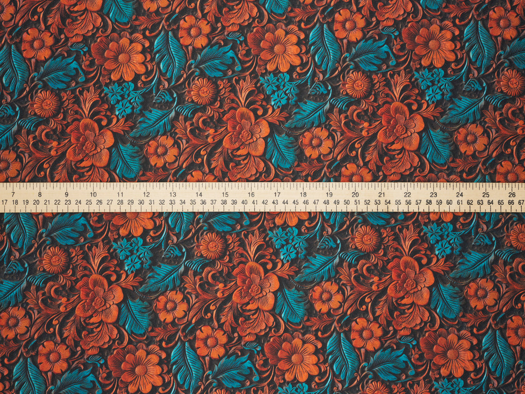 Charmeuse Satin  fabric by the yard -    Tooled floral