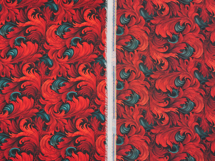 Charmeuse Satin  fabric by the yard -    Fire flames