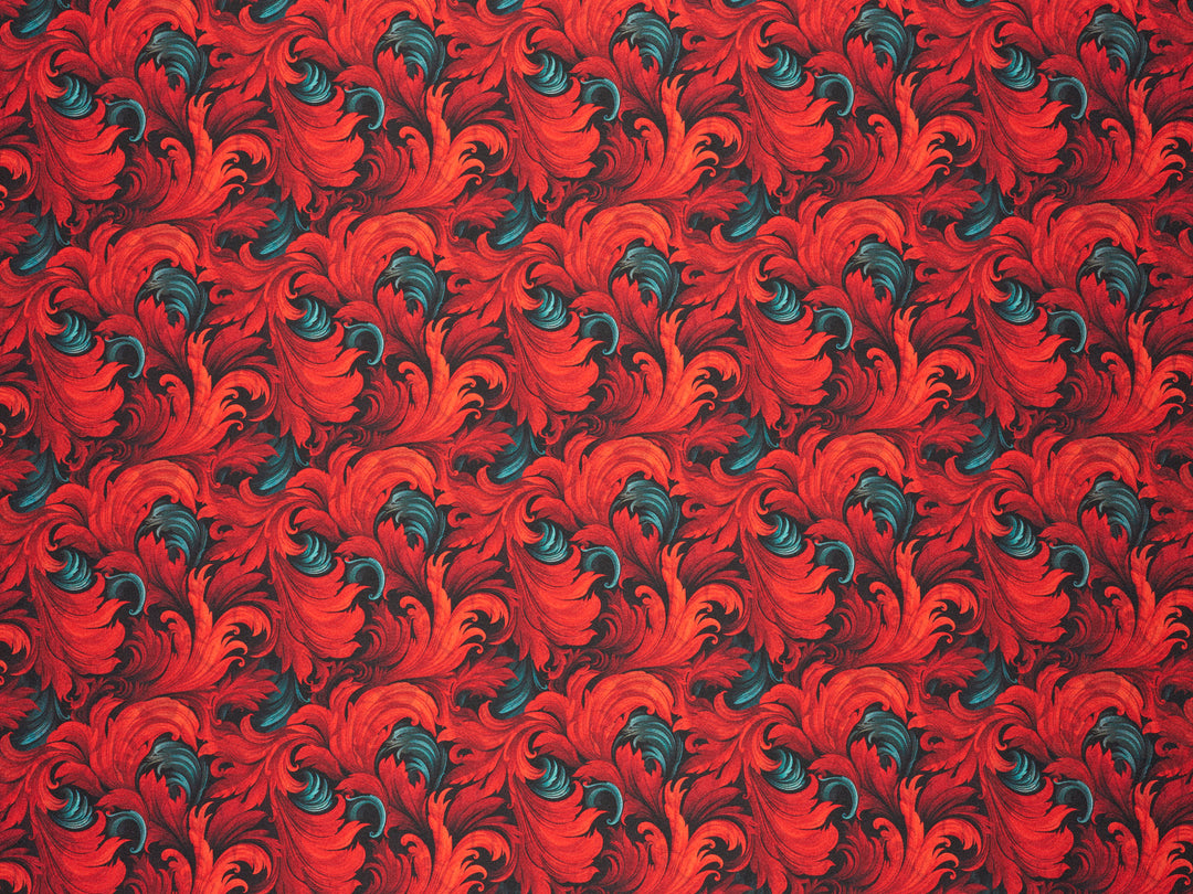 Charmeuse Satin  fabric by the yard -    Fire flames