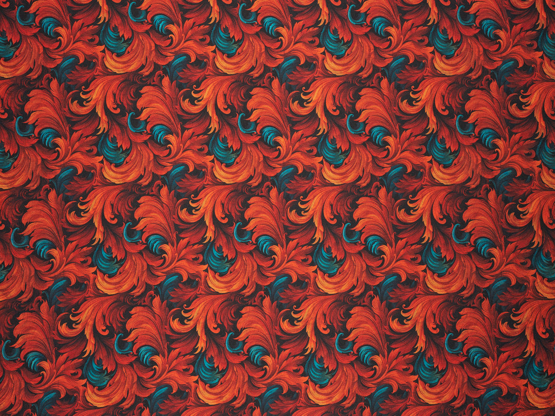 Charmeuse Satin  fabric by the yard -    Fire flames