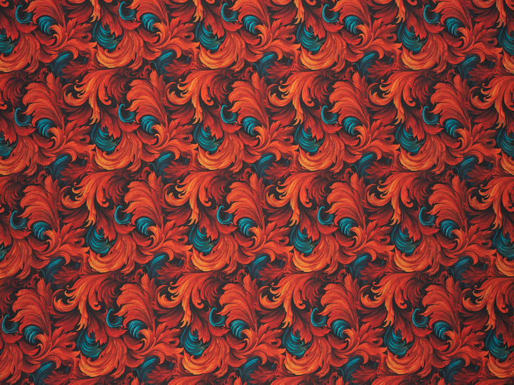 Charmeuse Satin  fabric by the yard -    Fire flames