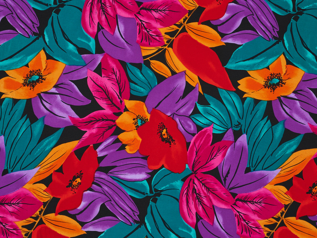 Peachskin  fabric by the yard -   Colorful floral tropical print