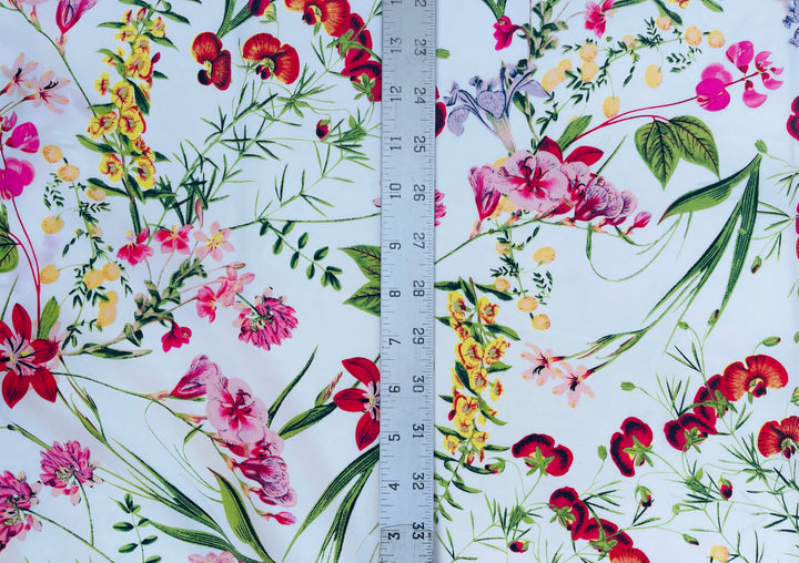 Wildflower nature print -  Woolpeach fabric by the yard - soft flowy fabric
