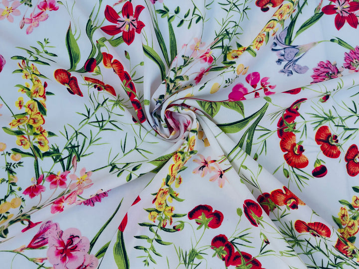 Wildflower nature print -  Woolpeach fabric by the yard - soft flowy fabric