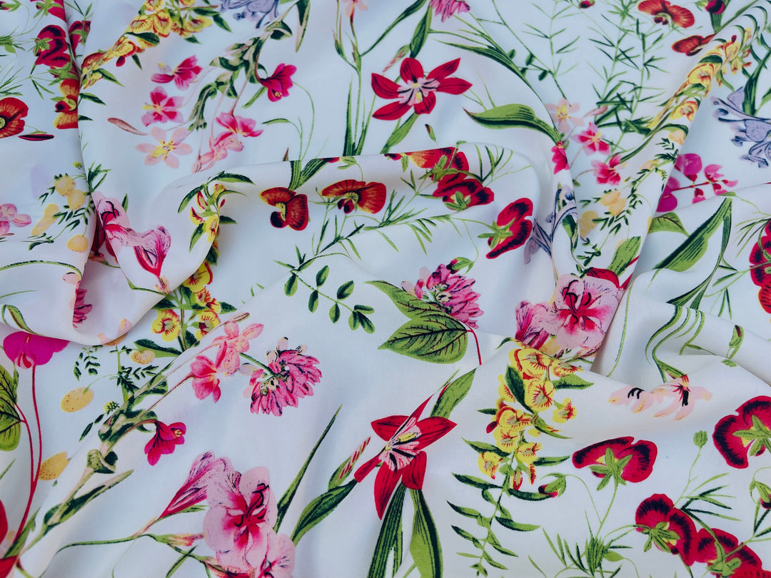 Wildflower nature print -  Woolpeach fabric by the yard - soft flowy fabric