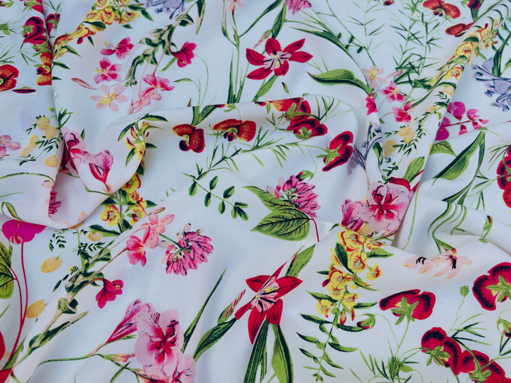Wildflower nature print -  Woolpeach fabric by the yard - soft flowy fabric