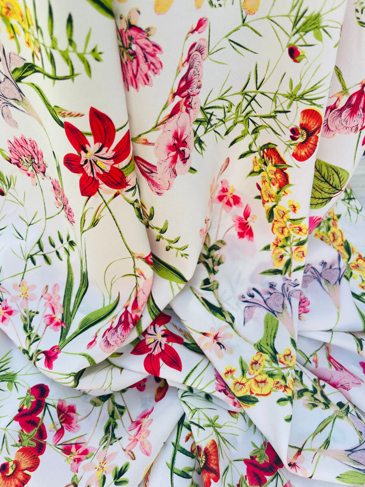 Wildflower nature print -  Woolpeach fabric by the yard - soft flowy fabric
