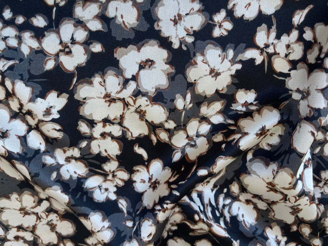 Faux silk charmeuse satin fabric by the yard -  Small floral   print