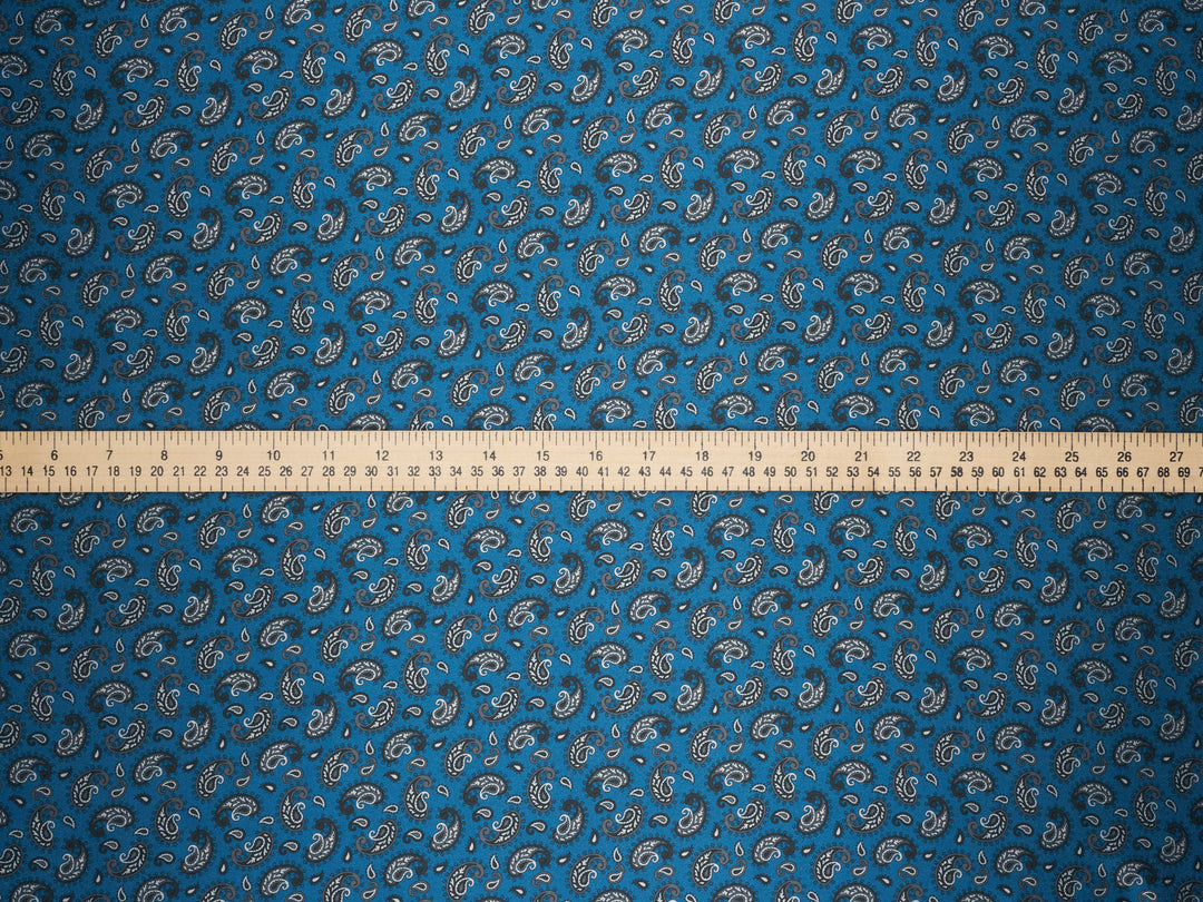 Blue Dainty Paisley   - Silky Satin Charmeuse print - fabric by the yard -