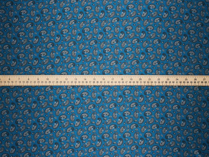 Blue Dainty Paisley   - Silky Satin Charmeuse print - fabric by the yard -