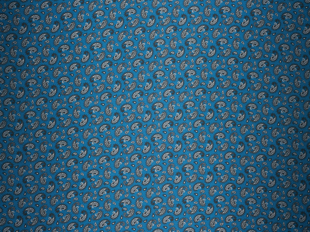Blue Dainty Paisley   - Silky Satin Charmeuse print - fabric by the yard -