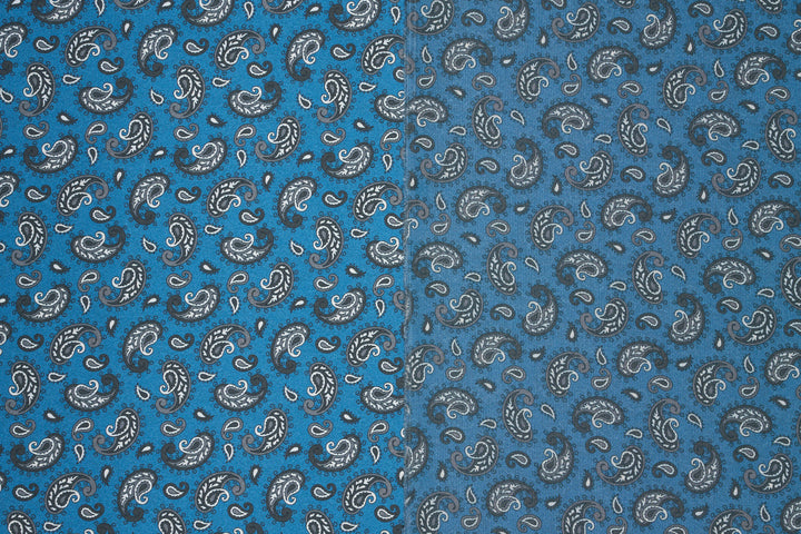 Blue Dainty Paisley   - Silky Satin Charmeuse print - fabric by the yard -