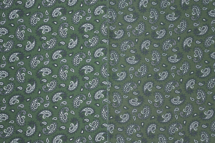Green  Dainty Paisley   - Silky Satin Charmeuse print - fabric by the yard -