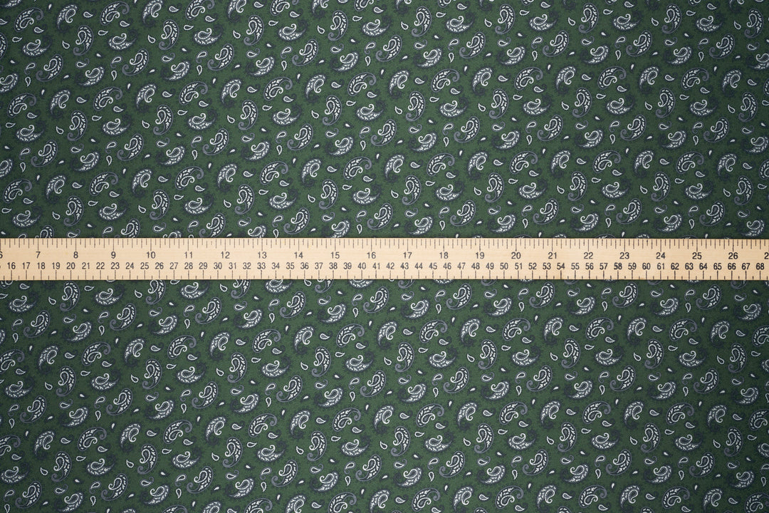 Green  Dainty Paisley   - Silky Satin Charmeuse print - fabric by the yard -