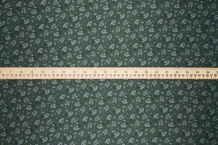 Green  Dainty Paisley   - Silky Satin Charmeuse print - fabric by the yard -
