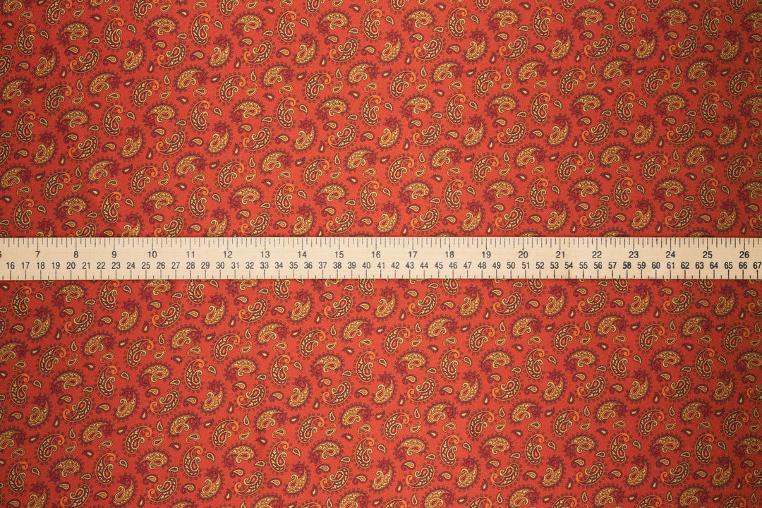 Red Dainty Paisley   - Silky Satin Charmeuse print - fabric by the yard -