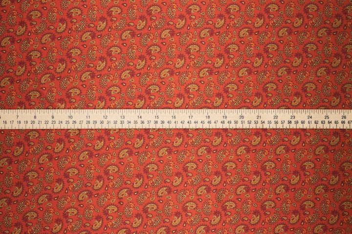 Red Dainty Paisley   - Silky Satin Charmeuse print - fabric by the yard -