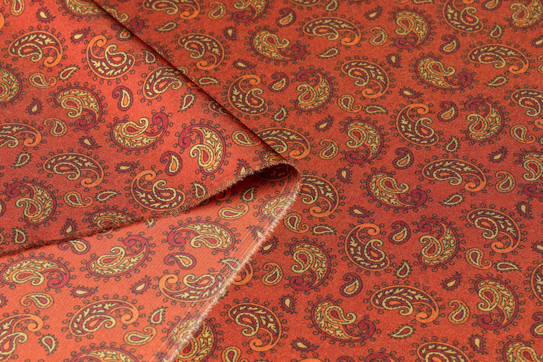 Red Dainty Paisley   - Silky Satin Charmeuse print - fabric by the yard -