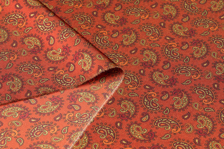 Red Dainty Paisley   - Silky Satin Charmeuse print - fabric by the yard -