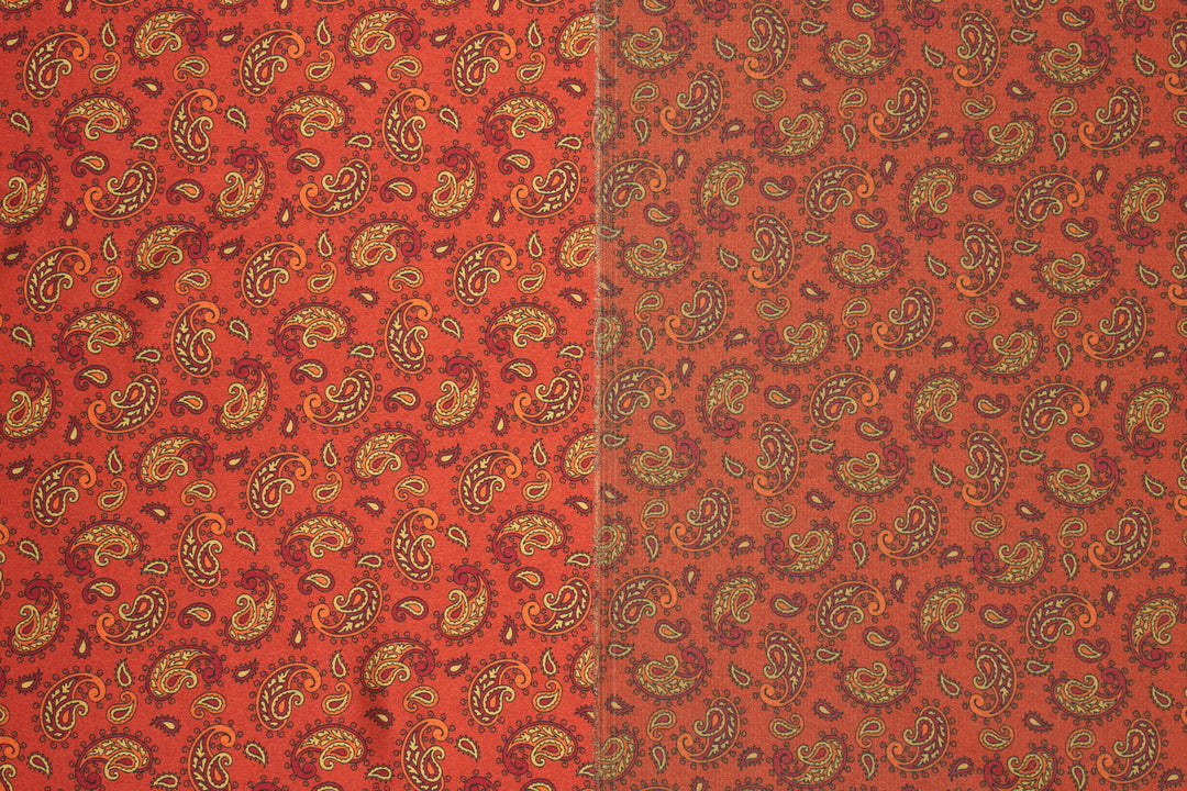 Red Dainty Paisley   - Silky Satin Charmeuse print - fabric by the yard -