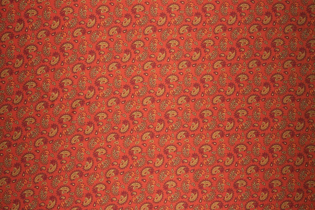 Red Dainty Paisley   - Silky Satin Charmeuse print - fabric by the yard -