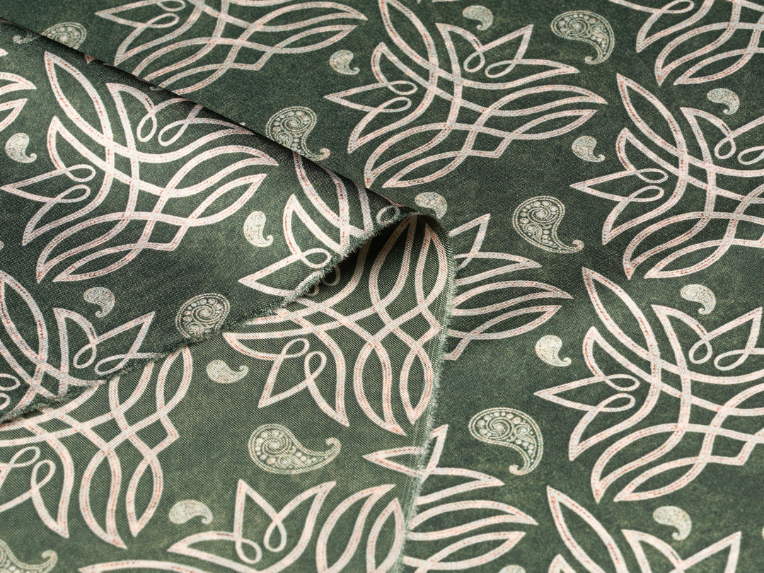 Leather Boot Stitching   - Silky Satin Charmeuse print - fabric by the yard -