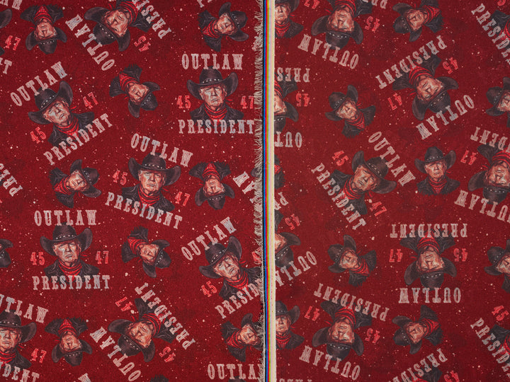 Charmeuse Satin  fabric by the yard -  Cowboy   Trump 2024    print -