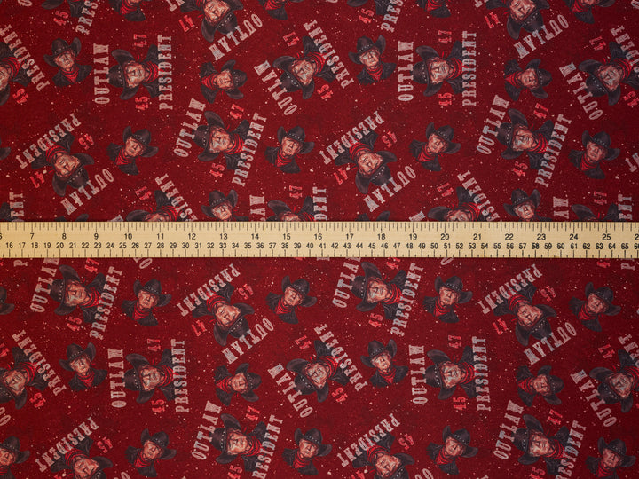 Charmeuse Satin  fabric by the yard -  Cowboy   Trump 2024    print -
