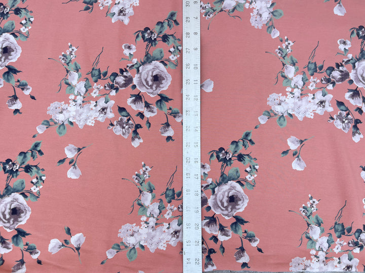 Peachskin  Fabric By The Yard - Blush Pink  Floral Print