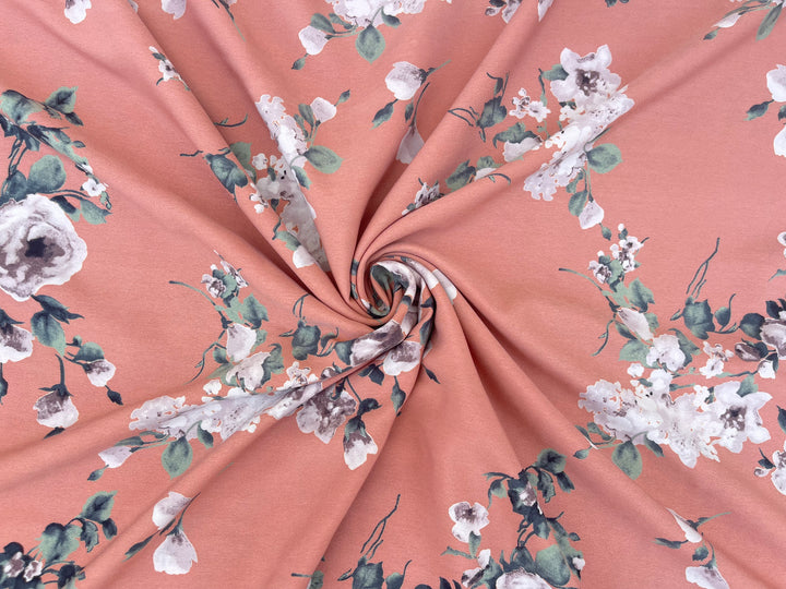 Peachskin  Fabric By The Yard - Blush Pink  Floral Print