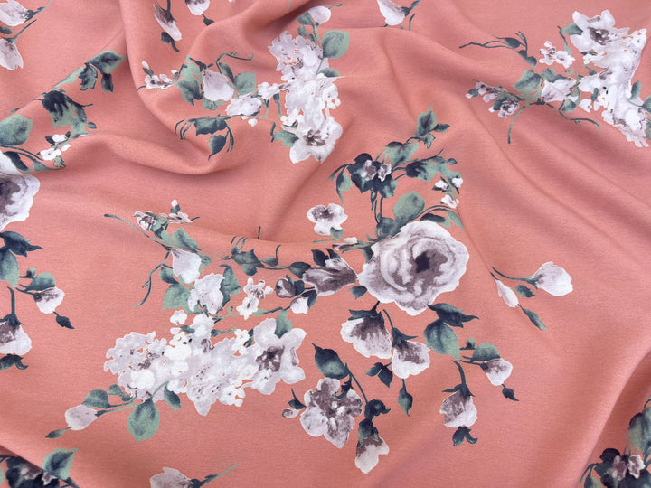Peachskin  Fabric By The Yard - Blush Pink  Floral Print