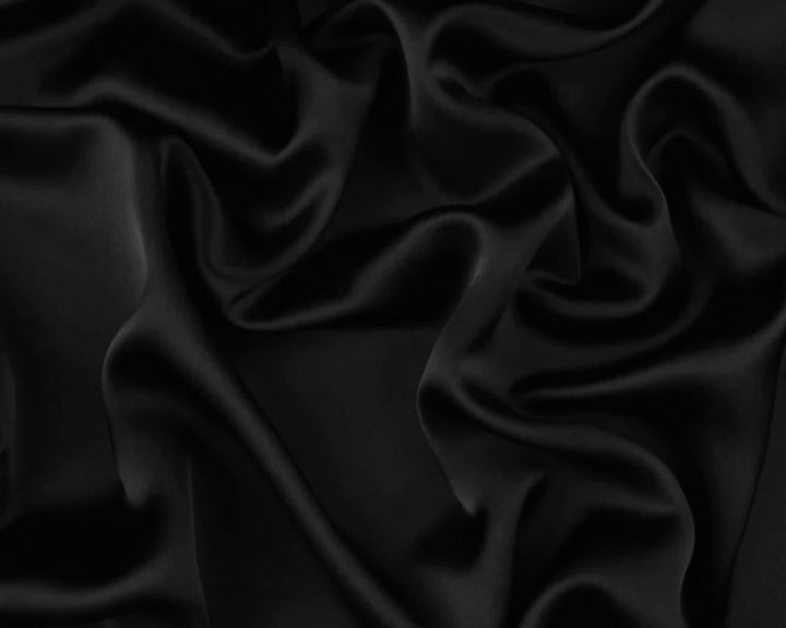 16 Momme BLACK SILK CHARMEUSE fabric by the yard - 100% Silk - 54” wide