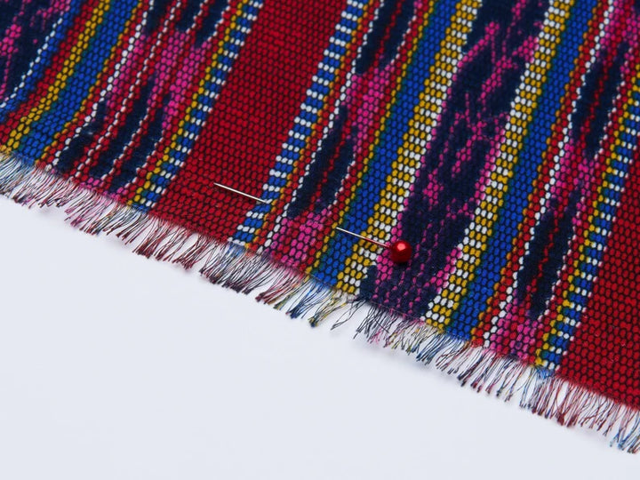 Peachskin  fabric by the yard -   Blue red tribal western striped pattern   print