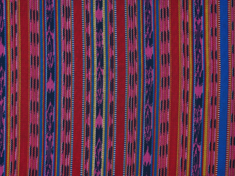 Peachskin  fabric by the yard -   Blue red tribal western striped pattern   print