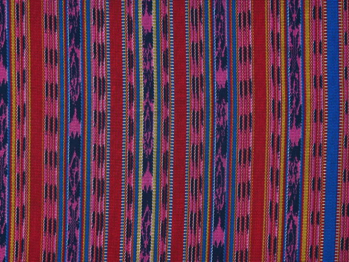 Peachskin  fabric by the yard -   Blue red tribal western striped pattern   print