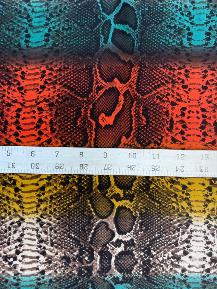 Colorful Snake animal     print -  silky satin  Lightweight   fabric