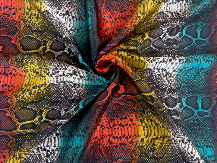 Colorful Snake animal     print -  silky satin  Lightweight   fabric