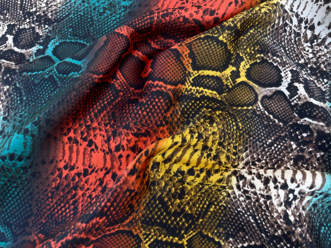 Colorful Snake animal     print -  silky satin  Lightweight   fabric